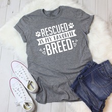 Rescued Is My favorite Breed Adopt Dont Shop Fur Mama Shirt Dog Lover Gift funny slogan heart graphic aesthetic camisetas tees 2024 - buy cheap