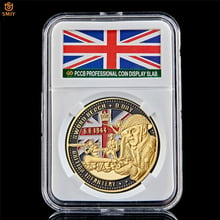 WWII Sword Beach D-Day UK 50th Northumbrian Infantry Gold Euro Military Challenge Coin collect value iblesW/PCCB Holder 2024 - buy cheap