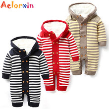 Aelorxin-macacão manga longa para bebês recém-nascidos, conjunto de roupas engrossadas com capuz para inverno, natal, meninos e meninas 2024 - compre barato