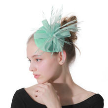 Emerald Green Women Wedding Hats Hair Feathers Fascinators Chapeau Ladies Elegalt Wedding Fedora Party Derby Hair Accessories 2024 - buy cheap