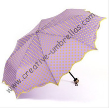 Manual fashional full dot design umbrellas,190T pongee  fabric,bag supermini,ladies' parasol,three fold,rain gear,anti-rust 2024 - buy cheap