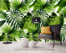 Пользовательские обои фото свежий тропический лес растения банан лист пасторальная роспись домашний Декор Гостиная спальня фон 3d обои 2024 - купить недорого