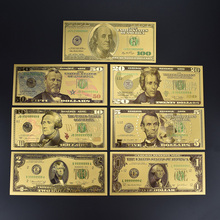 Gold foil Dollar Banknote 7pcs Gold Silver Colorful Fake Money With 100 Dollar Envelope Packaging For Collection Gift 2024 - buy cheap