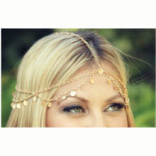 T68 New Fashion Double Layers Head Chain Excellent Gold Color Metal Hair Accessories High Quality Bohemia Style Headband Gift 2024 - buy cheap