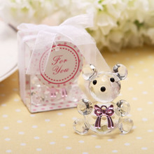 100pcs Mini Crystal Bear in Gift Boxes Baby Shower Boy Girl Baptism Party Souvenir Newborn Baby Gifts Box Crystal Wedding Favors 2024 - buy cheap