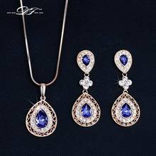 Cubic Zirconia Party Vintage Jewelry Sets Rose Gold Color Necklaces & Pendants and Drop Earrings Crystal DFS272 2024 - buy cheap