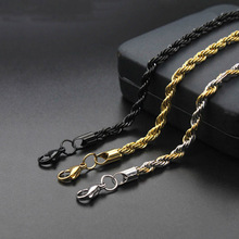 Corrente de corda torcida de aço inoxidável, 3mm 4mm 5mm, colar masculino e feminino, cor dourada, preto banhado, joias, presentes, 50cm, 60cm, 70cm 2024 - compre barato