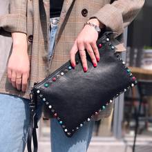 Women's Rivet Envelope Bag Handbags Genuine Leather Messenger Bags Crossbody Shoulder Bag Ladies Leather Women Clutch Bag 2024 - buy cheap