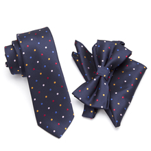 20 Style Neck Tie Bowtie Cravat Set,Skinny tie set, pocket square set,men necktie,wedding ties,Polyester Black Dot fashion mens 2024 - buy cheap