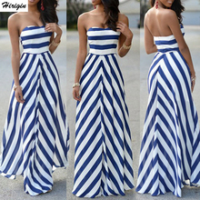 Striped Women Sexy Summer Maxi Long Dress Strapless Elegant Evening Party Beachwear Dress Holiday Casual Sundress 2024 - buy cheap