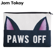 Jom tokoy-bolsa de cosméticos feminina, nova estampa 3d, desenho animado, orelha rosa, simples, viagem, maquiagem 2024 - compre barato