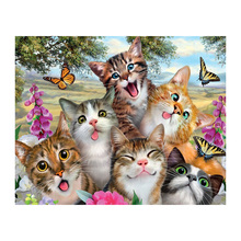 Full Square Round Drill 5D DIY Diamond Painting  Cute cats 3D Embroidery Cross Stitch Mosaic Rhinestone Home Decor  WZ 2024 - buy cheap