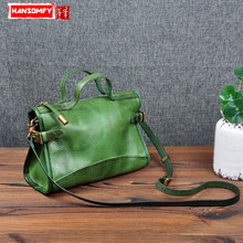 Bolsa feita à mão pequena feminina bolsa de ombro bolsa de mulher portátil bolsa carteiro design retrô original couro curtido vegetal macio 2024 - compre barato