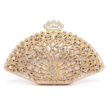 Luxury Designer Women Evening Bag Fashion Golden Metal Crystal Women Evening Bag Clutch Handbag Ladies Wedding Bridal Party Bag 2024 - buy cheap