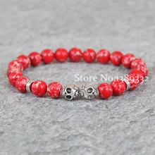 New Sale Christmas Gift Retail 8MM /Sea Sediment stone Beads Bracelet , Skull Yoga Bracelets Mens Jewelry 2024 - buy cheap