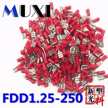 FDD1.25-250 Female Insulated Electrical Crimp Terminal for 0.5-1.5mm2 Connectors Cable Wire Connector 100PCS/Pack Red 2024 - buy cheap