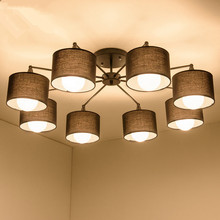 Luminária de tecido moderna, luminária pendente criativa branca/preta com 3/5/8 lâmpadas, para casa criativa, restaurante e sala de estar 2024 - compre barato
