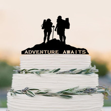 Topper para tarta de boda, escoba y novio, aventura espera, decoración acrílica para fiesta de boda 2024 - compra barato