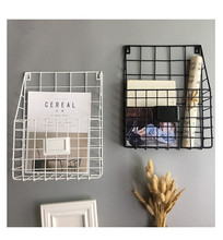 1PC New Modern Wire Magazine Newspaper Basket Wall Mounted Post Storage Rack Organizer JL 211 2024 - buy cheap