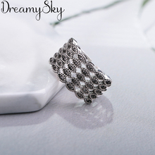 Anéis ajustáveis de folha de zircônia da moda coreana, cor prata, para mulheres, joias de luxo, anel antigo da moda 2024 - compre barato