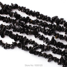 Cuentas sueltas de obsidiana para hacer bisutería, gemas de obsidiana en forma de Chip negro Natural de alta calidad, hebra de 16 ", w3411 2024 - compra barato