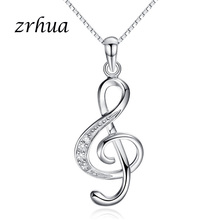 Zrhua colar de prata com pingente feminino, gargantilha colar de prata aaa e zircão, presente para mulheres, 45cm 2024 - compre barato