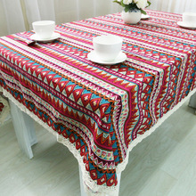 Table Cloth for Dinner Green Red Blue Geometric Printed Table Cover Multi Sizes Lace Cloth Bohemia Style Decorative Tablecloth 2024 - buy cheap