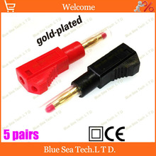 5 pares de alta calidad Rojo Negro Latón chapado en oro + PA66 4mm audio banana plug superposition 600V 32A, CATII CE envío gratis 2024 - compra barato