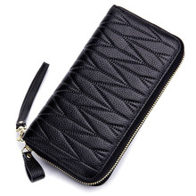 New Women Wallet Genuine Leather Coin Purse Long Clutch Bags Rfid Female Card Holder Money Pocket Women Wallets With Phone Case 2024 - buy cheap