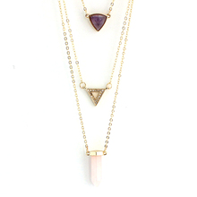 Szelam Punk Multilayer Natural Stone Bullet Pendant Necklace Female 2019 Triangle Crystal Long Necklace Women Collar Sne160105 2024 - buy cheap