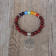 Handmade DIY Buddha Seven Chakra Bracelet Dark Red Wooden Beads 7 Chakra Yoga Healing Reiki Pray Mala Bracelet 2024 - buy cheap