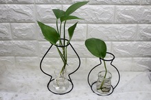 1PC Nordic Creative Iron Frame Flower Tube Container Home Decor Minimalist Transparent Iron Hydroponic Vase without Glass MK 024 2024 - buy cheap