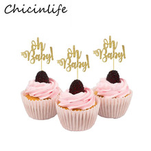 Chicinlife Gold Blue Oh Baby Cupcake Topper Baby First Birthday Baby Shower Party Favors Gifts Gender Reveal Decor Supplies 2024 - buy cheap