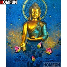 Homfun quadrado completo/broca redonda 5d diy pintura diamante "buda religioso" bordado ponto cruz 5d decoração de casa a15462 2024 - compre barato