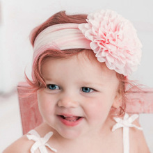 New Toddler Baby Big Chiffon Flower Headbands Elastic Nylon Wide Hair Band For Baby Christmas Hair Accessories Turban Headwraps 2024 - buy cheap