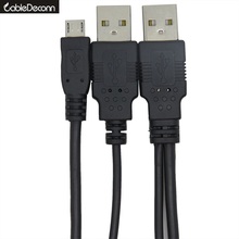 USB 2,0 два штекера к Micro USB 5P Мужской Y КАБЕЛЬ, 80 см корпус для жесткого диска 2024 - купить недорого