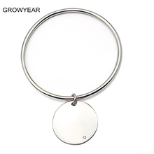 Wholesale 70mm 65mm 60mm Diameter Circle Bangle Rhinestones Round Pendant Bracelet Stainless Steel Women Jewelry 2024 - buy cheap