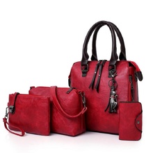 4pcs Set Bags For Women Pu Leather 2019 Woman Fashion Luxury Brand  Casual Tote Handbag +Women Messenger Bag +Clutch Purse Bags 2024 - buy cheap