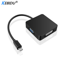 Kebidu 3 в 1 Mini displayport DP Thunderbolt к VGA DVI HDMI-совместимый адаптер кабель для iMac Mac Mini Pro Air Book к монитору 2024 - купить недорого