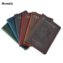 Mcneextremamente capa para passaporte de couro, capa em cor sólida com suporte para cartão de crédito ou carteira de viagem unissex 2024 - compre barato