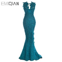 V Neck Open Back Mermaid Evening Dresses Lace Evening Gowns robe de soiree 2024 - buy cheap