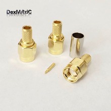 10*SMA male plug  RF Coax Connector  Crimp  for RG58,RG142,RG400,LMR195 cable  Straight  Goldplated  NEW wholesale 2024 - buy cheap