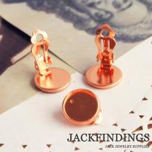 12mm 10pcs 18K Gold Plated  Copper  Ear Clips  Crown  Earring Settings  Bases  Earring Cabochon Cameo 2024 - buy cheap