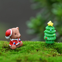 Árvore de natal urso animal miniatura jardim de fadas decoração de casas artesanato miniaturas paisagismo decoração acessórios diy 2024 - compre barato