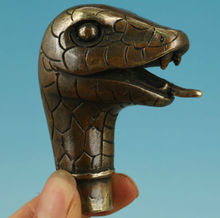 Asian Chinese Old Bronze Handmade Carved Snake Collect Statue Walking Stick Head 2024 - buy cheap