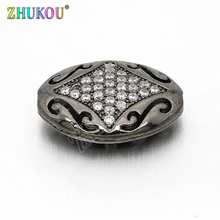 15*17mm Supplies for Handicraft Brass Cubic Zirconia Oval Czech Beads for Jewelry Findings, Hole: 1.5mm, Model: VZ150 2024 - buy cheap