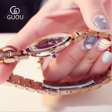 GUOU Women's Watches Ladies Watch Fashion Luxury Bracelet Watches For Women Rose Gold Rhinestone Clock Women reloj mujer saati 2024 - buy cheap