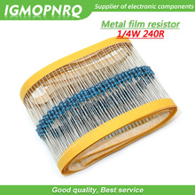 100pcs resistor de filme de Metal anel de Cinco cores de Tecelagem 1/240R 4W 0.25W 1% 240 ohm 240ohm 2024 - compre barato