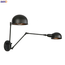 IWHD-Aplique de pared LED ajustable de hierro, 20 + 20cm, RH, Vintage, nórdico, Industrial, luminaria de pared para el hogar 2024 - compra barato