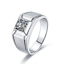 Elegant Ring for Gentlemen 1Ct Tested Positive Moissanite Ring Solid 14K 585 White Gold Jewelry Certified 14K Gold Men Ring 2024 - buy cheap